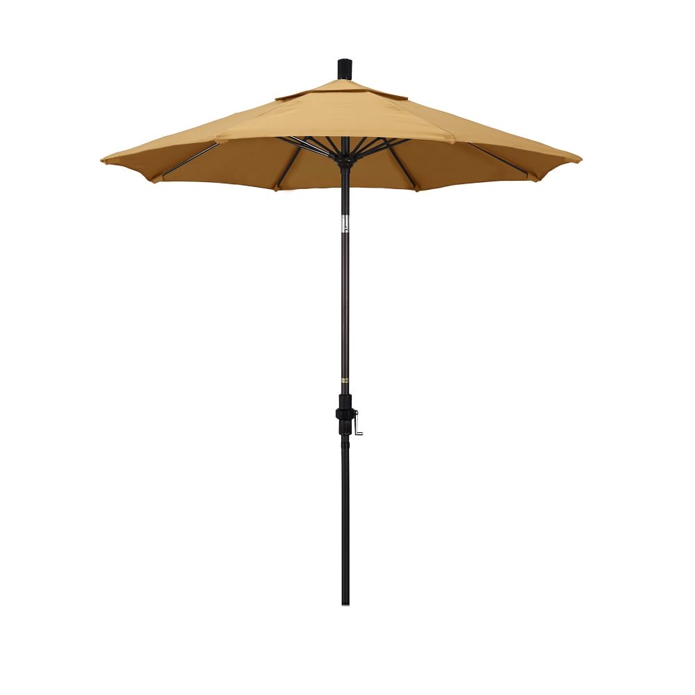 Outdoor Market Umbrella, 7.5 Ft, Round, Bronze, Sunbrella Canvas, Wheat - Image 0