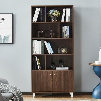 Modern Bookcase With 2 Doors,White Wash - Image 0