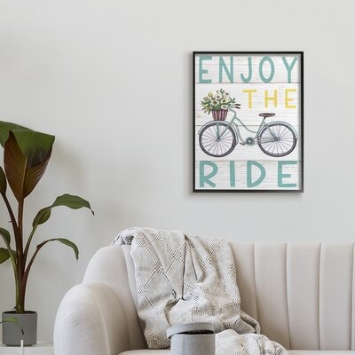 Enjoy The Ride Phrase Flower Basket Bicycle - Image 0