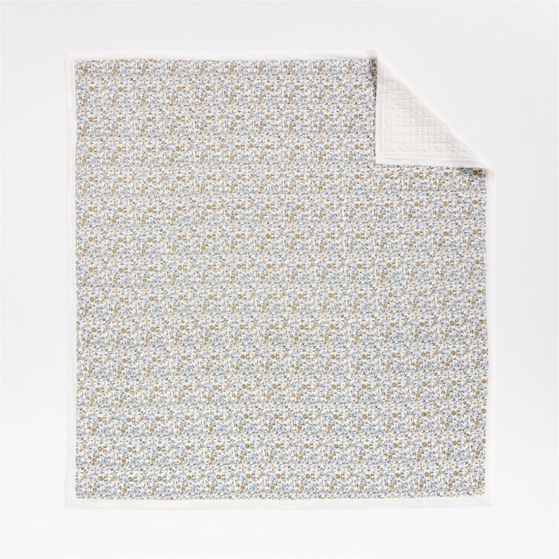 Celeste Organic Cotton Blue Vine Print Full/Queen Quilt - Image 3