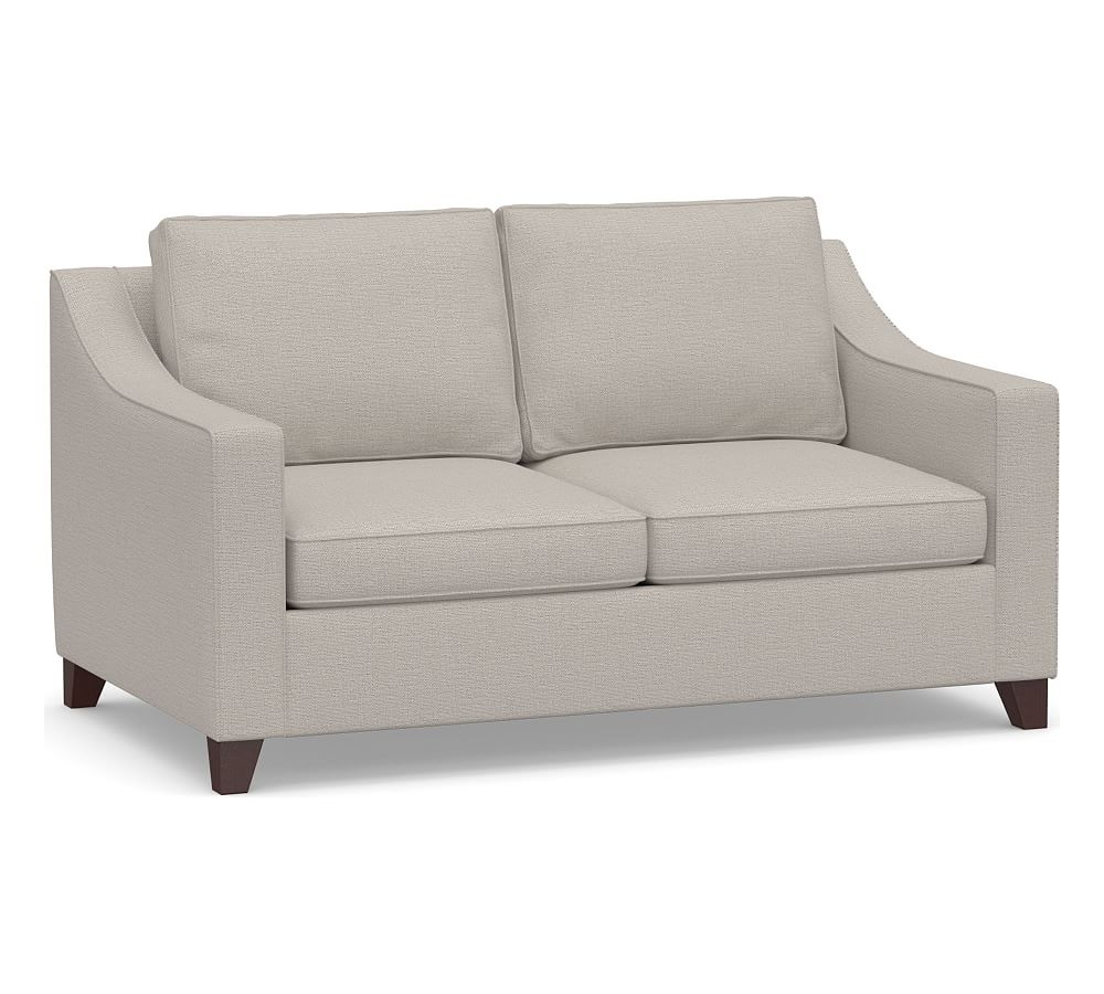 Cameron Slope Arm Upholstered Deep Seat 73" Loveseat, Polyester Wrapped Cushions, Chunky Basketweave Stone - Image 0