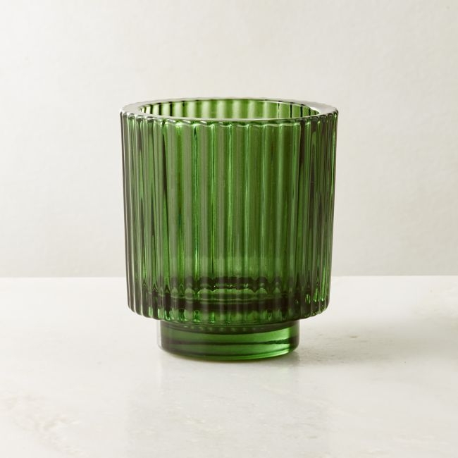 Ezra Green Glass Tealight Candle Holder - Image 0