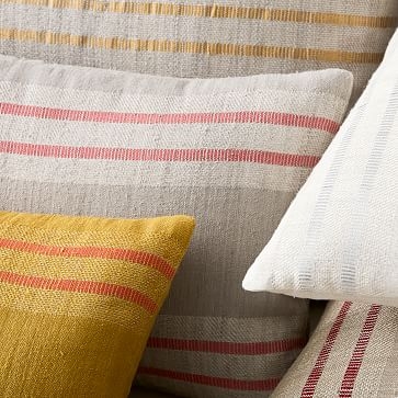 Silk Stripes Pillow Cover, 20"x20", Dark Red - Image 1