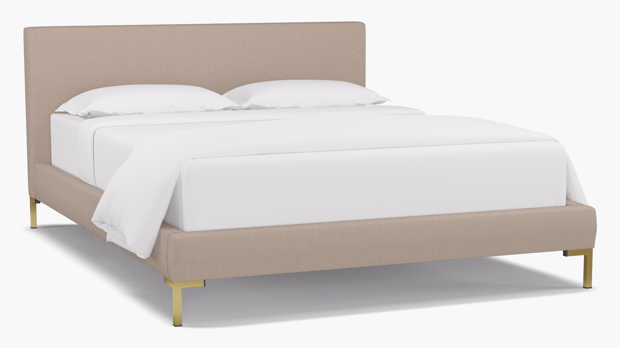 Modern Platform Bed, Husk Everyday Linen, Brass, Queen - Image 0