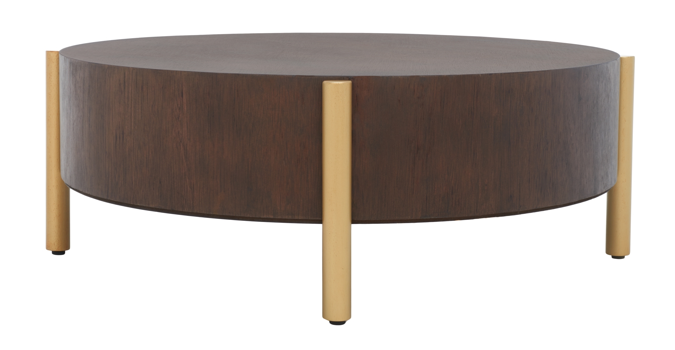 Diangela Round Coffee Table - Dark Oak / Gold - Safavieh - Image 6