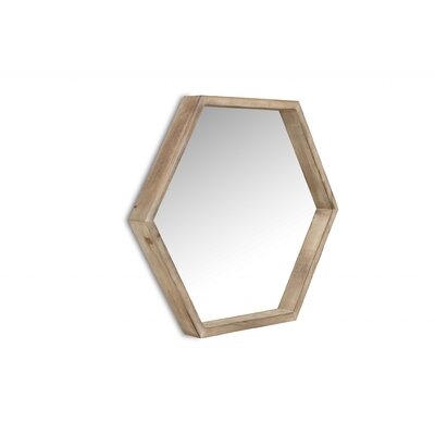 Modern Natural Wood Finish Hexagonal Wall Mirror - Image 0