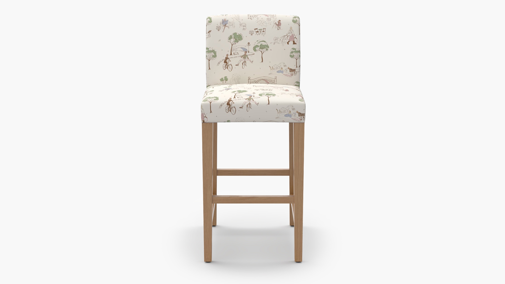 Signature Dining Bar Stool, Multi Central Park Toile, Natural Square Tapered Leg - Image 0