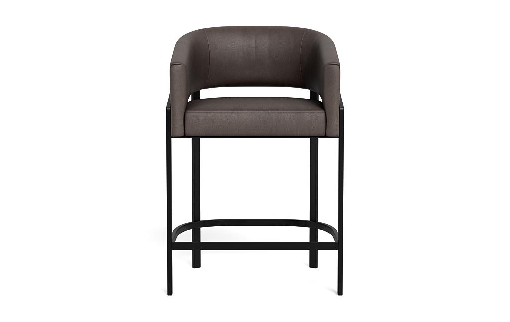 Mina Leather Metal Framed Upholstered Stool - Image 0