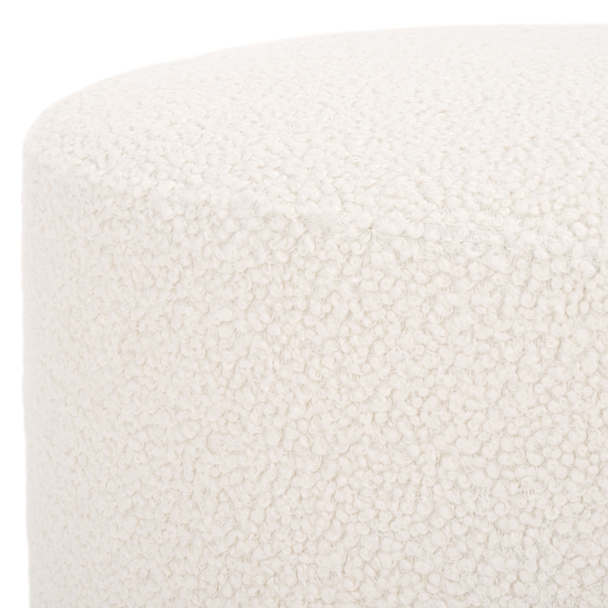 Riah Boucle Round Ottoman - Off White / Natural - Safavieh - Image 2