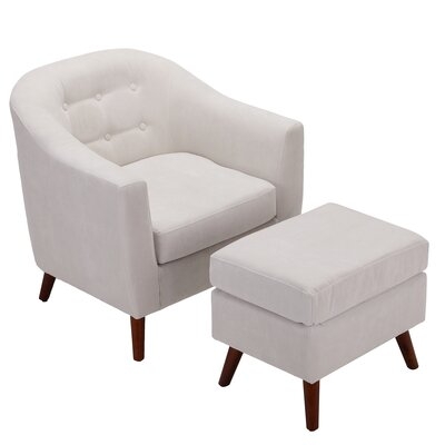 Arnissa 30'' Wide Tufted Barrel Chair and Ottoman - Image 0
