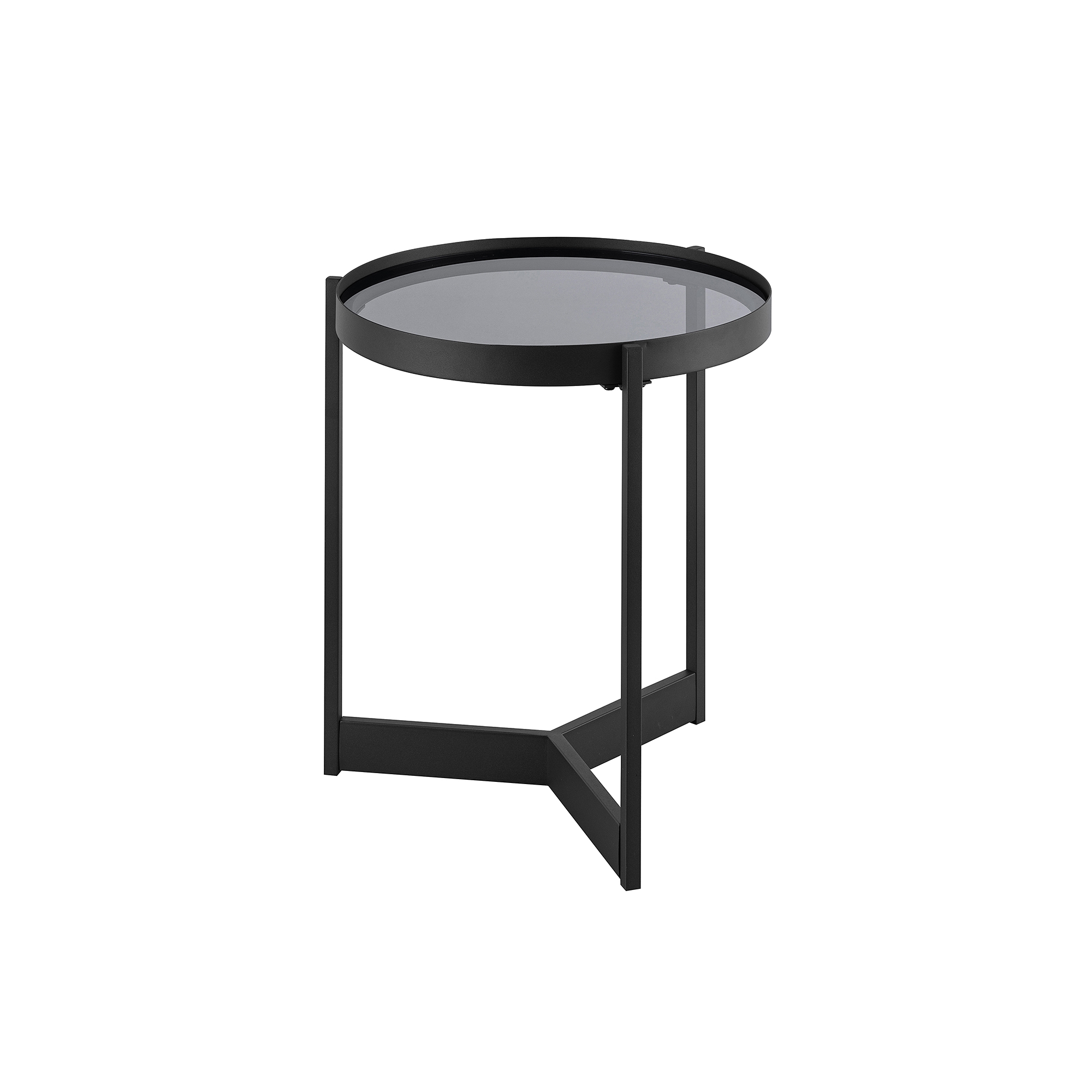 Contemporary Tray-Top Round Side Table – Smoked Glass - Image 5