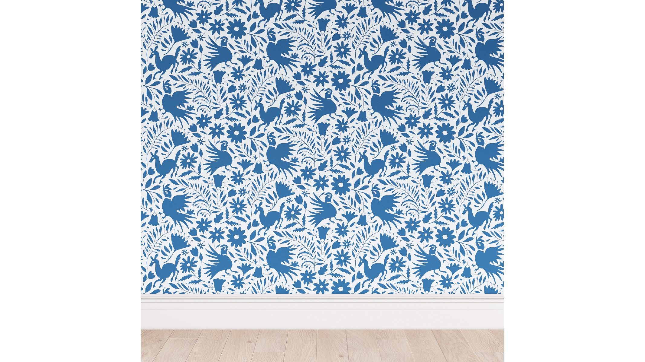 Peel and Stick Wallpaper Roll, Cerulean Frida - Image 0