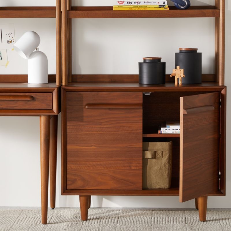Tatum Walnut Wood 2-Door Kids Storage Bookcase with Hutch - Image 2
