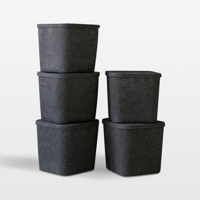 Sortjoy Original Carbon Sculpted Storage Bin with Lid - Image 0