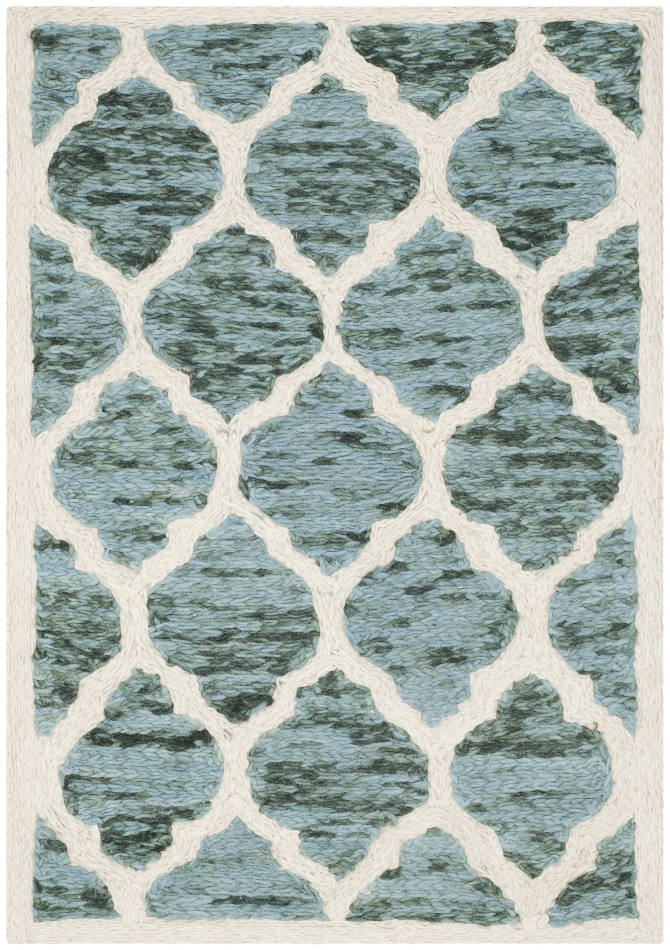 Arlo Home Hand Loomed Area Rug, HIM121C, Turquoise/Ivory,  2' X 3' - Image 0