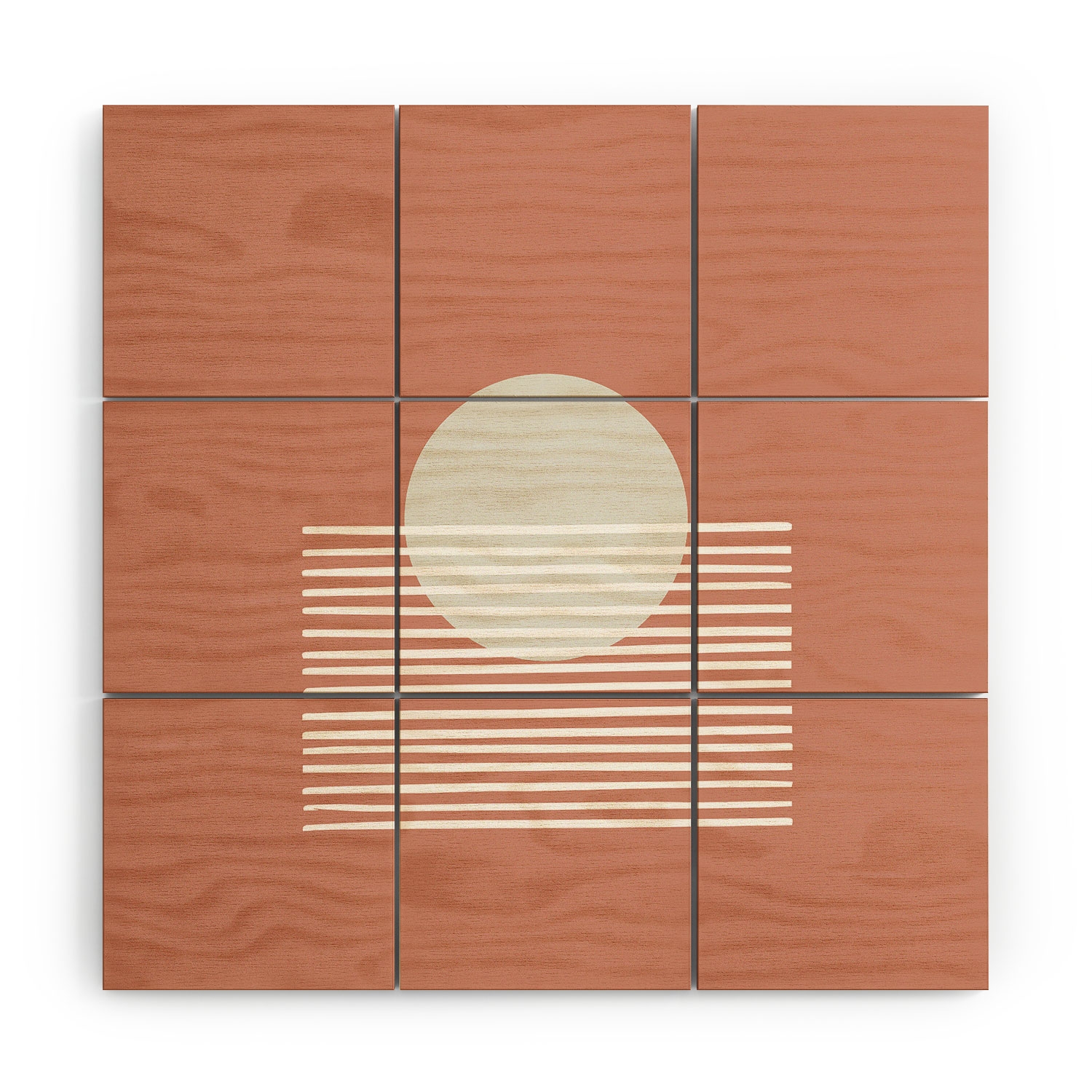 Terracota Sunset by Mambo Art Studio - Wood Wall Mural5' x 5' (Nine 20" wood Squares) - Image 0