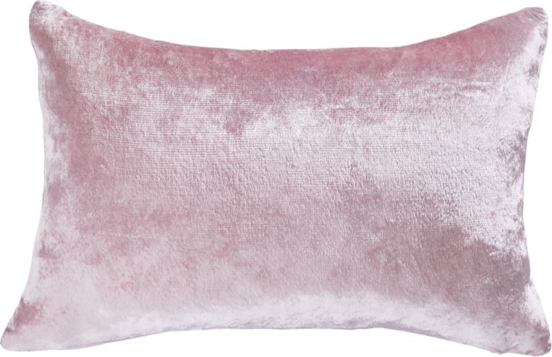 18"x12" Viscose Pink Velvet Pillow with Down-Alternative Insert - Image 1