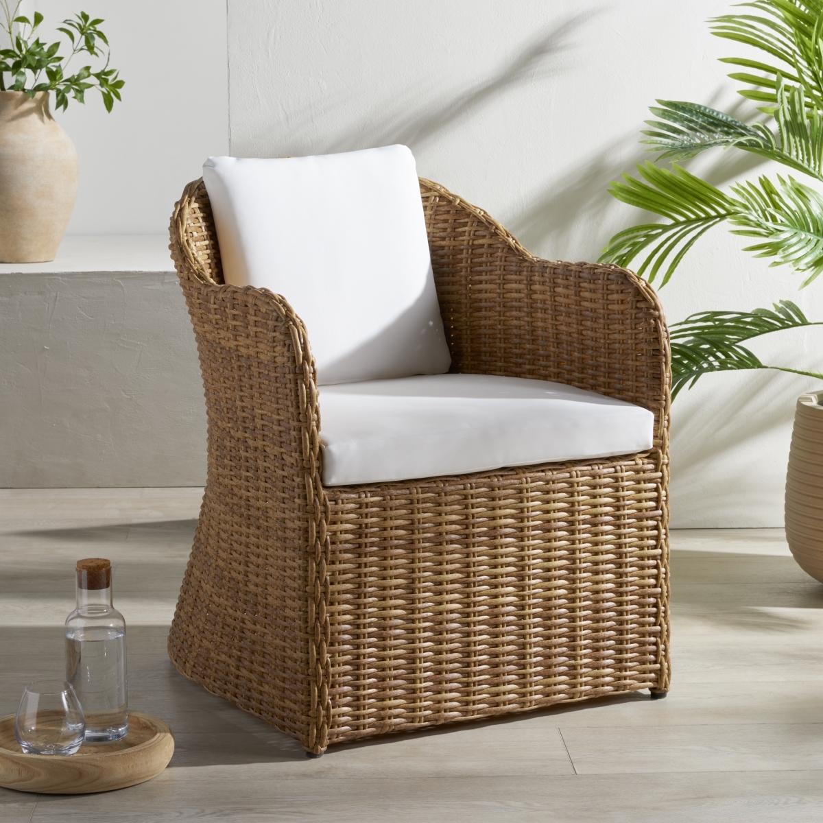 Melbourne Wicker Dining Chair - Natural/White - Image 1