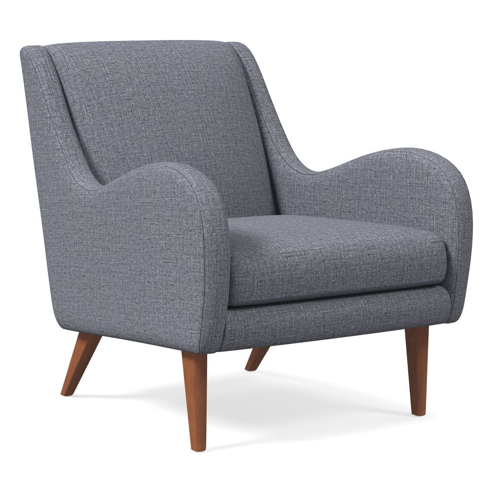 Sebastian Chair, Poly , Yarn Dyed Linen Weave, Graphite, Pecan - Image 0