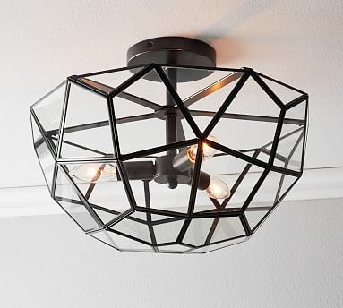 Oxford Faceted Glass Flush Mount, Bronze - Image 0