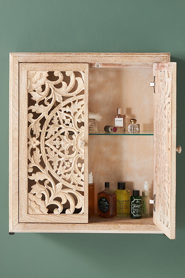 Handcarved Lombok Double Bath Cabinet By Anthropologie in Beige - Image 0