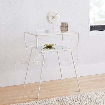 Curved Terrace Nightstand, White-Individual - Image 0