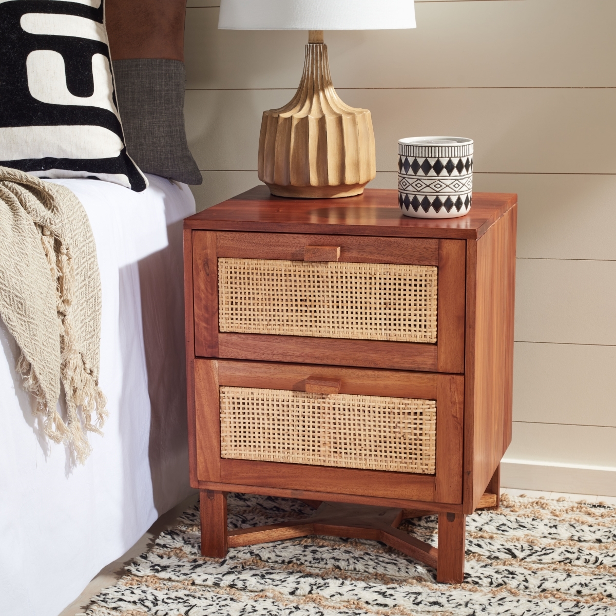 Hedwig 2 Drawer Nightstand - Natural - Safavieh - Image 1