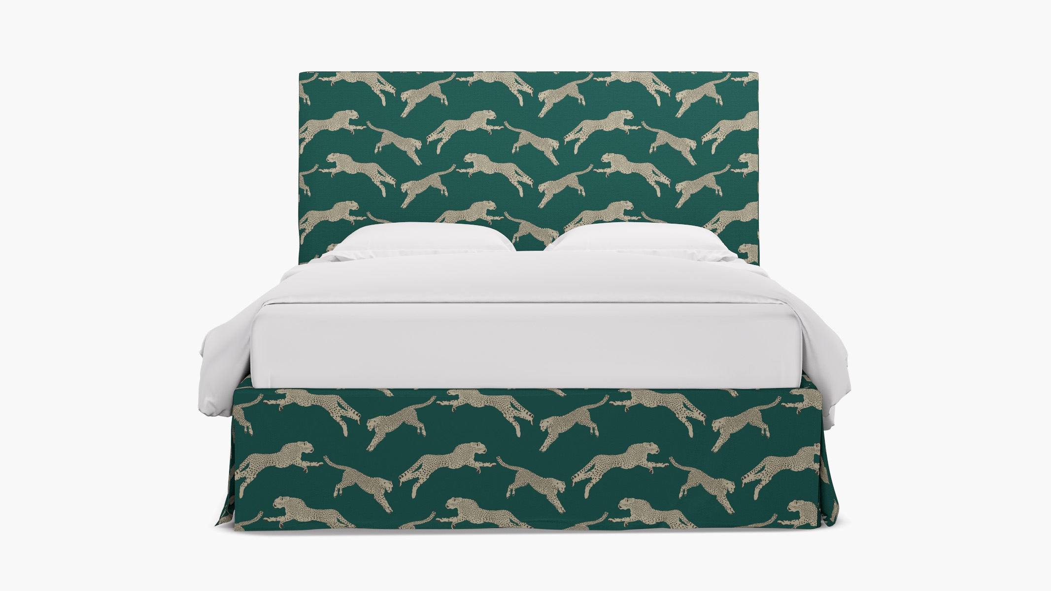 Slipcovered Bed, Polo Green Cheetah, Queen - Image 0