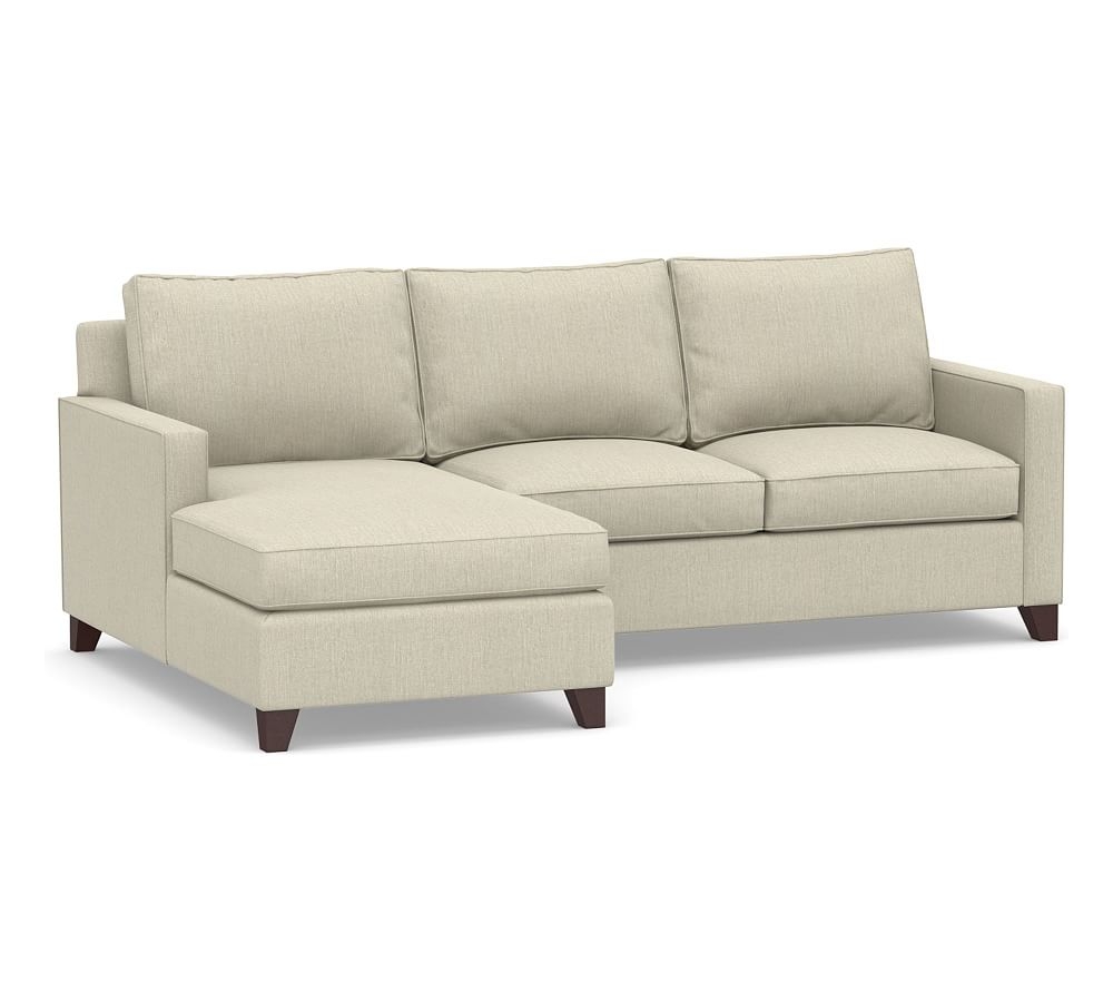 Cameron Square Arm Upholstered Right Arm Sofa with Chaise Sectional, Polyester Wrapped Cushions, Chenille Basketweave Oatmeal - Image 0