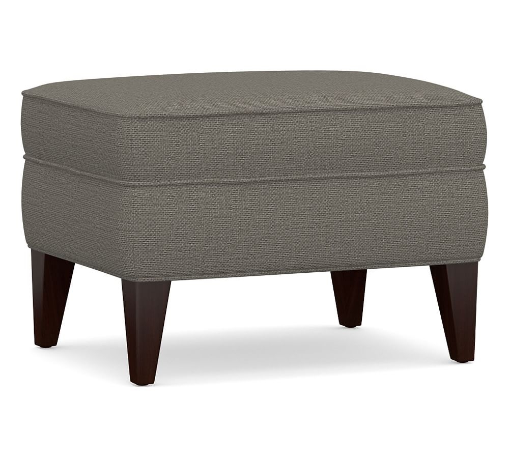 Marcel Upholstered Ottoman, Polyester Wrapped Cushions, Chunky Basketweave Metal - Image 0