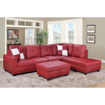 Prunedale 103.5'' Faux Leather Corner Sectional with Ottoman - Image 0
