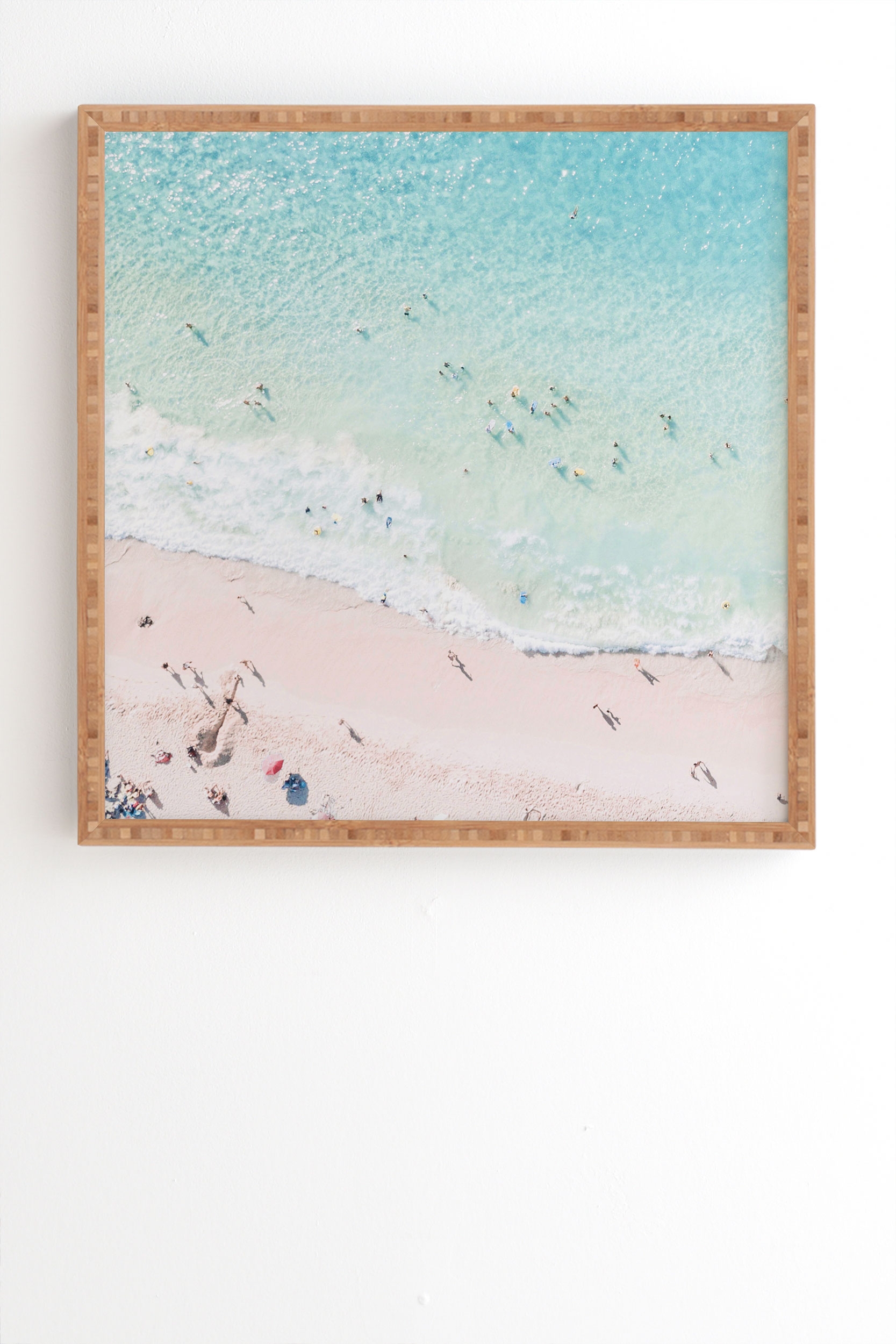 Beach Sunday by Gale Switzer - Framed Wall Art Bamboo 20" x 20" - Image 0
