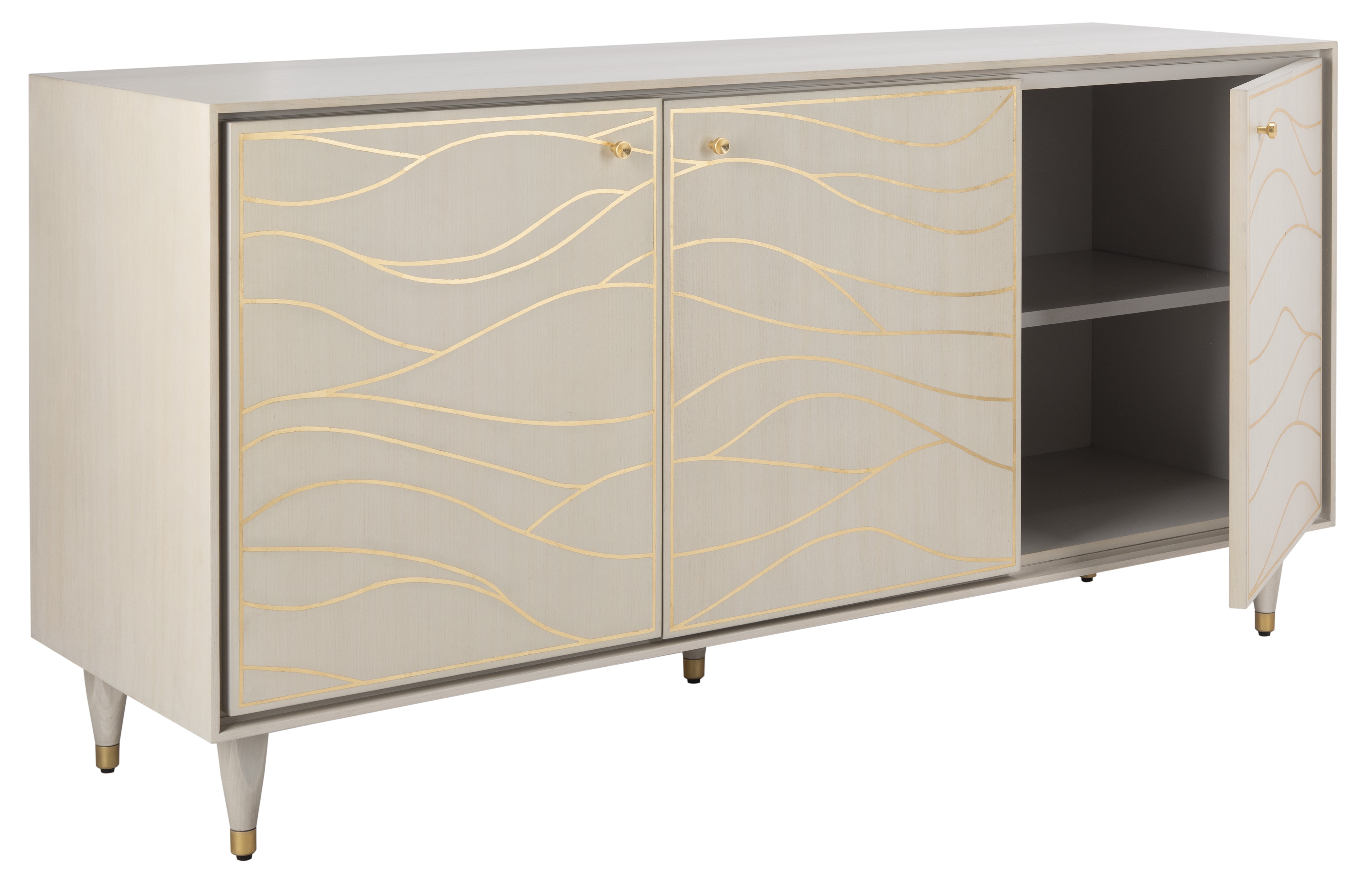 Broderick Antique Gold Wave Sideboard - White - Arlo Home - Image 1