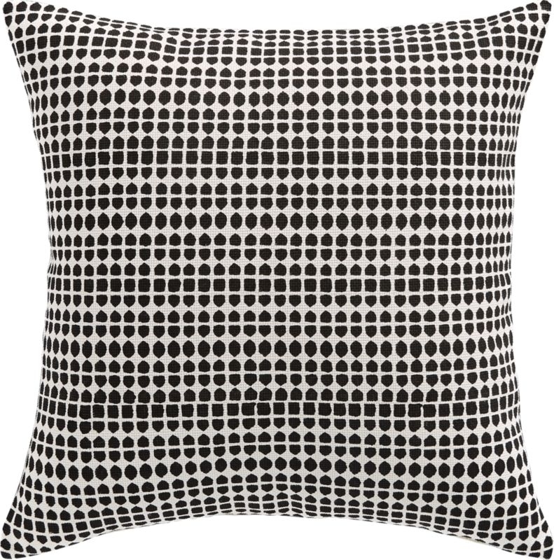 18" Pentagrid Block Print Black Pillow with Feather-Down Insert - Image 2