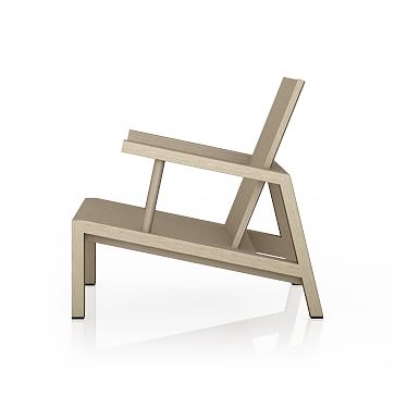 Pitched Teak Wood Outdoor Chair, Solid FSC Teak, Washed Brown - Image 2