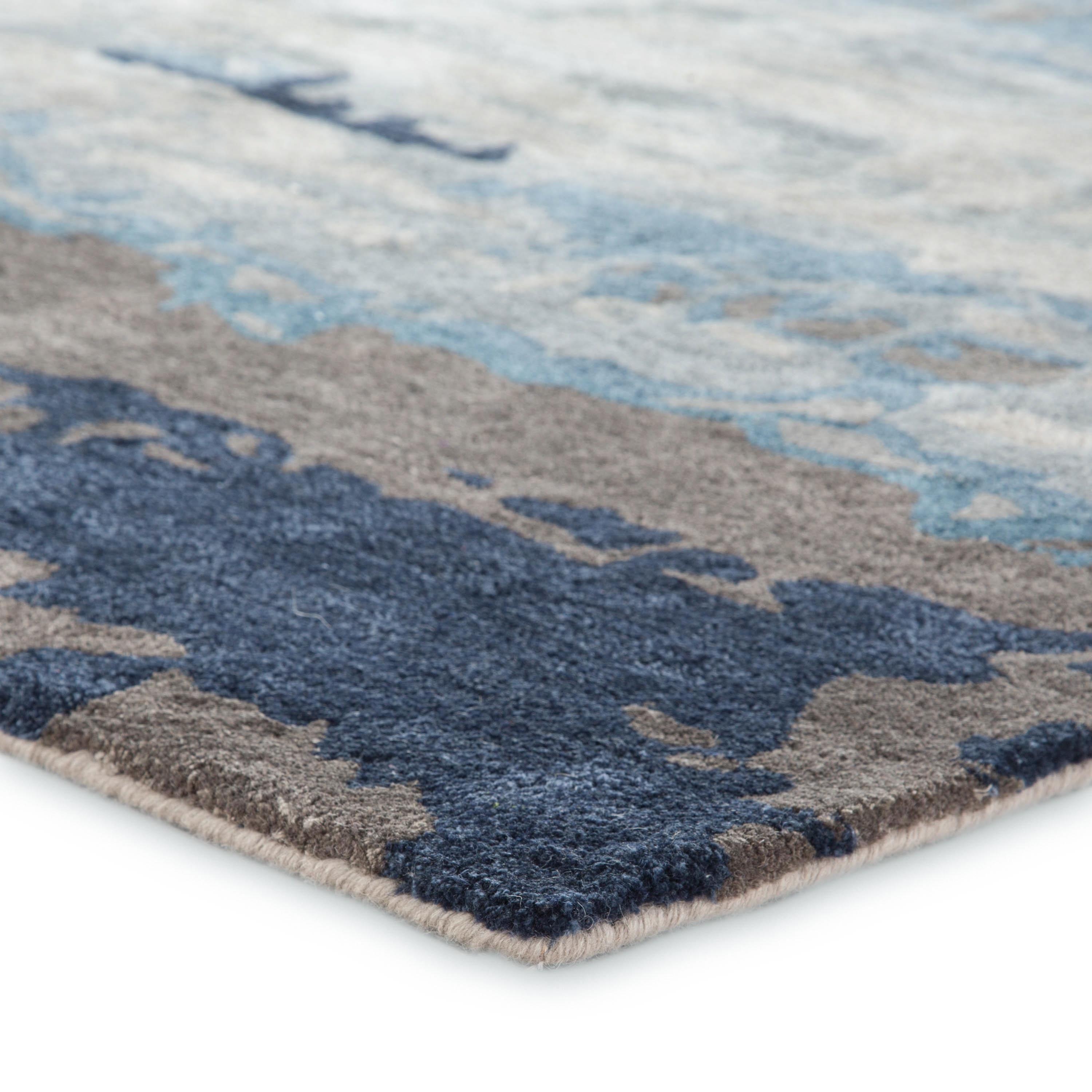 Benna Handmade Abstract Blue/ Gray Area Rug (2'X3') - Image 1