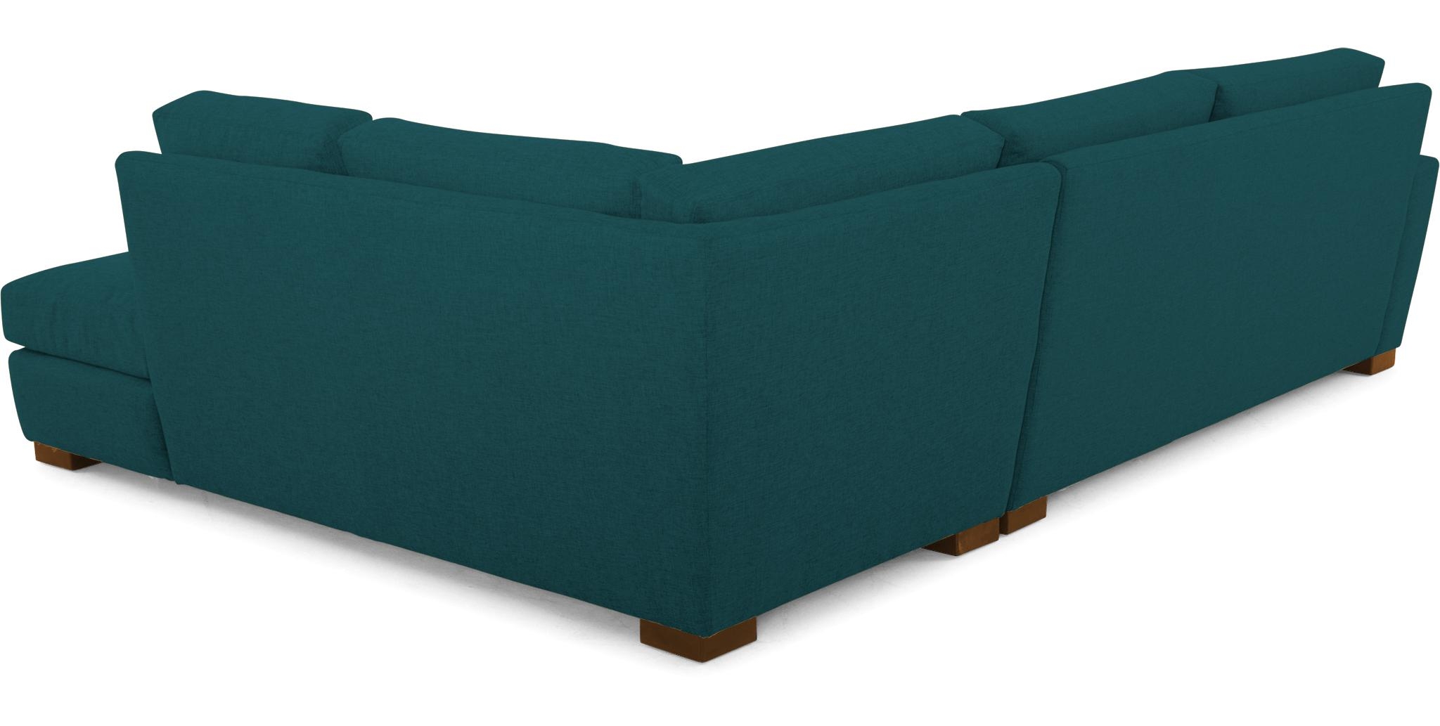 Blue Anton Mid Century Modern Sectional with Bumper - Royale Peacock - Mocha - Right  - Image 4