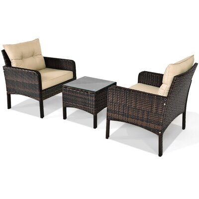 Aavni 3 Piece Rattan Seating Group with Cushions - Image 0