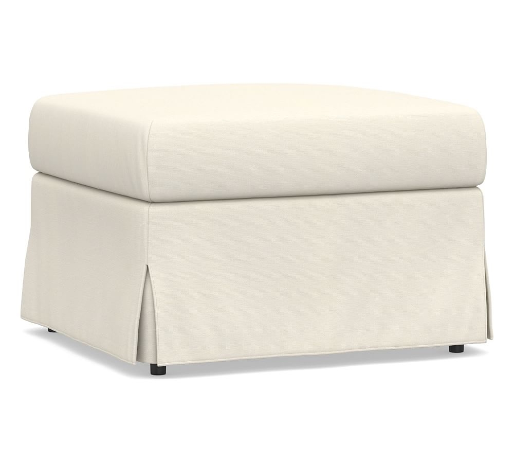 SoMa Brady Slope Arm Slipcovered Ottoman, Polyester Wrapped Cushions, Textured Twill Ivory - Image 0