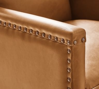 Tyler Leather Swivel Desk Chair, Bronze Base, Vintage Caramel (Made to Order) - Image 2