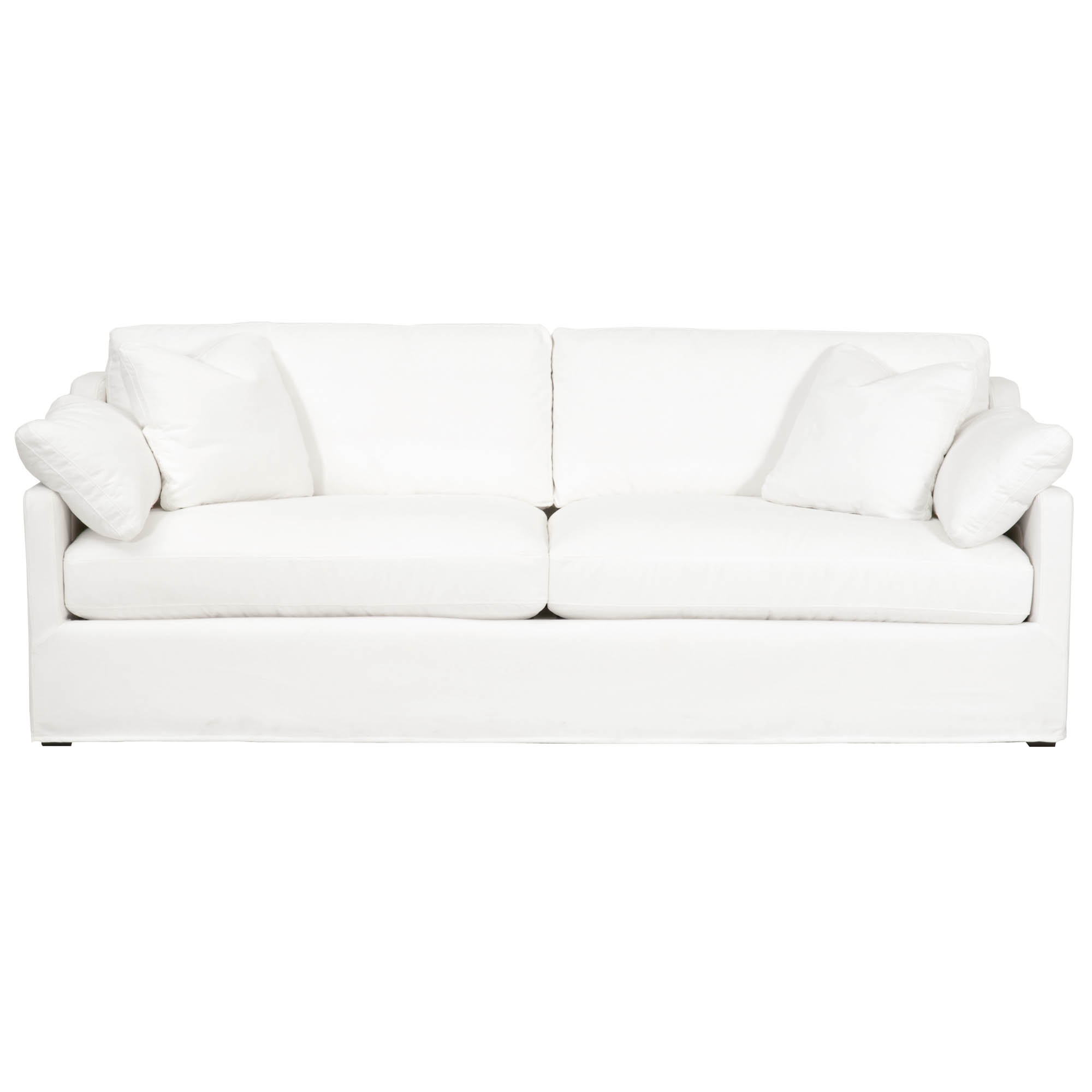 Kona 95" Slope Arm Slipcover Sofa, LiveSmart Peyton-Pearl, Espresso - Image 0