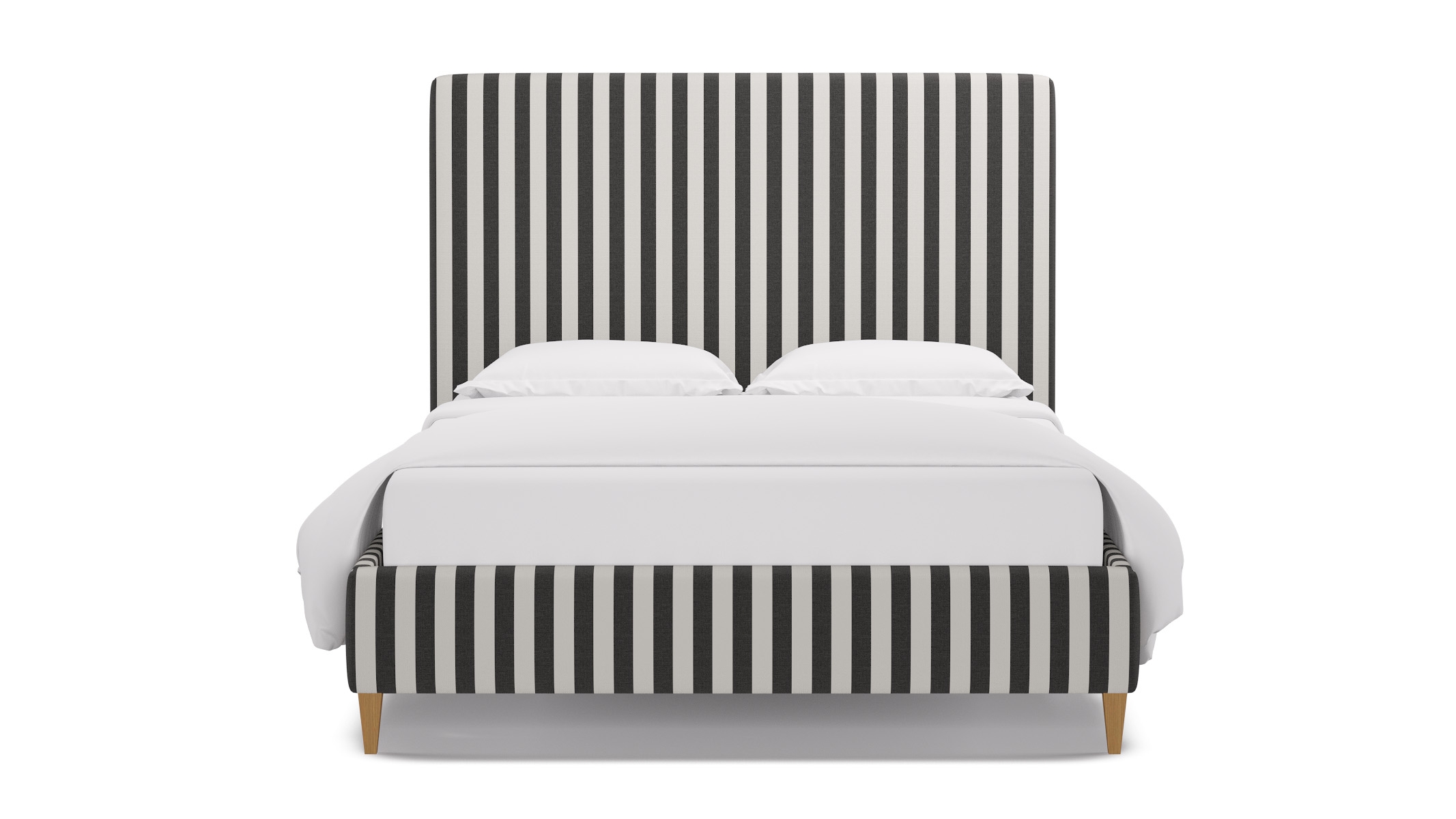 Classic Bed, Ink Cabana Stripe, Natural Square Tapered Leg, Twin - Image 0