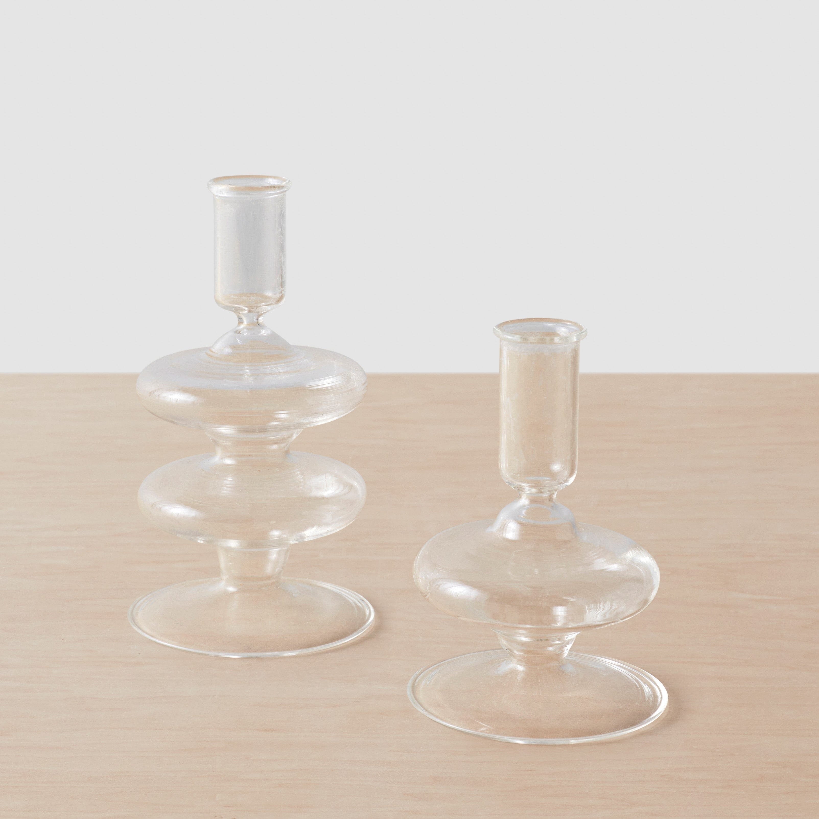 The Citizenry Veeha Glass Candle Holders Set of 2 | Clear - Image 0