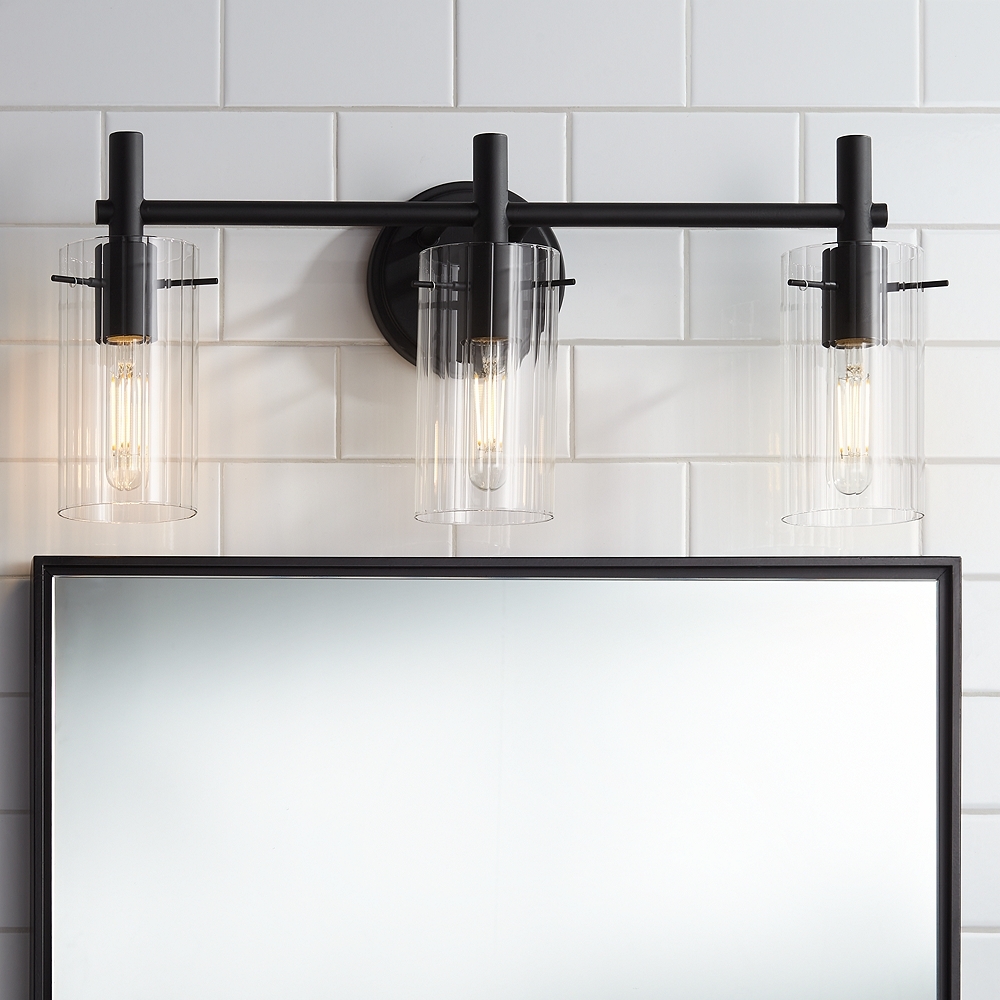 Possini Euro Erika 22" Wide Black 3-Light Bathroom Vanity Light - Image 0