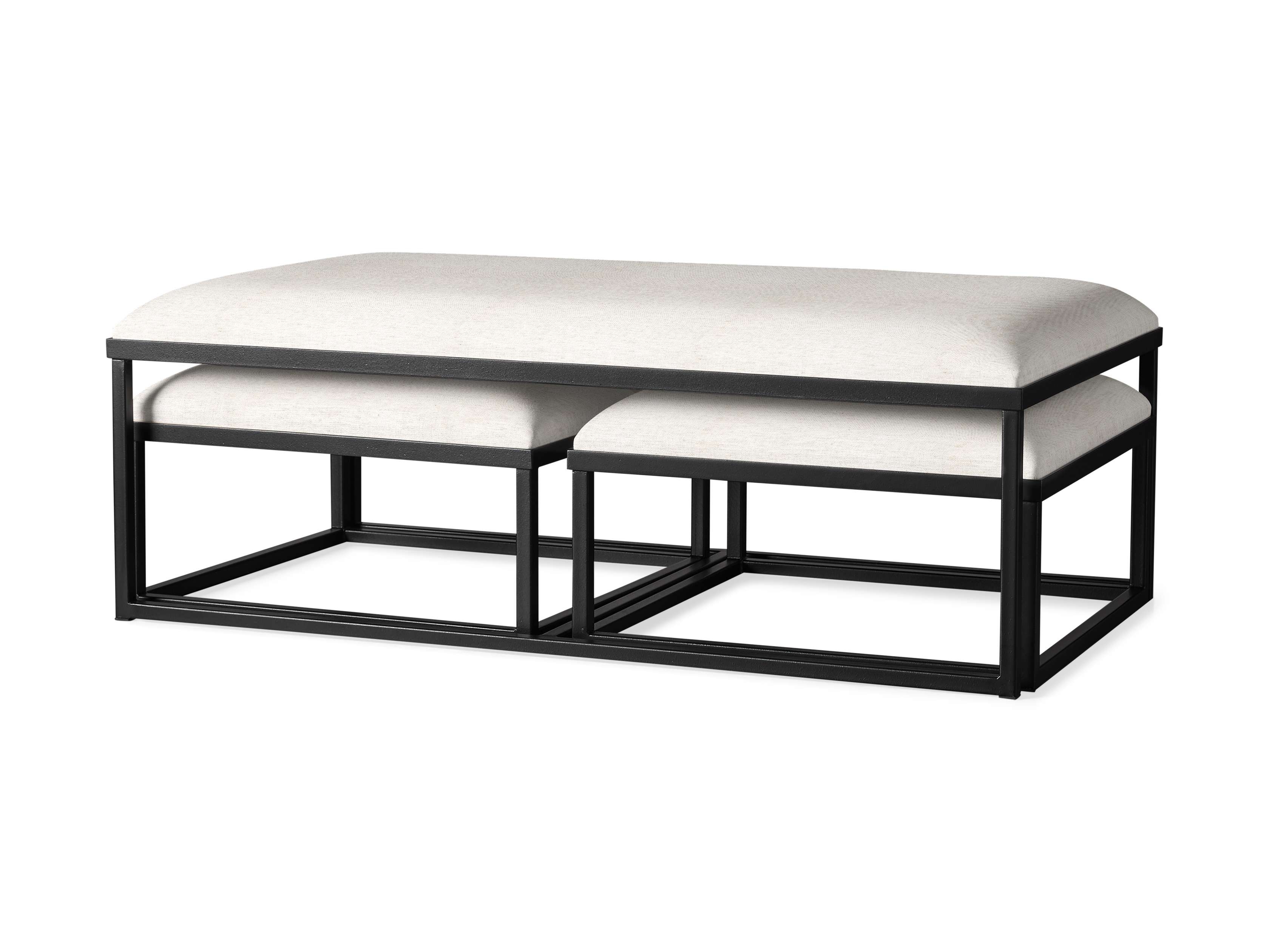 Palmer Nesting Ottoman Upholstered in Black  Nomad Snow  - Image 0