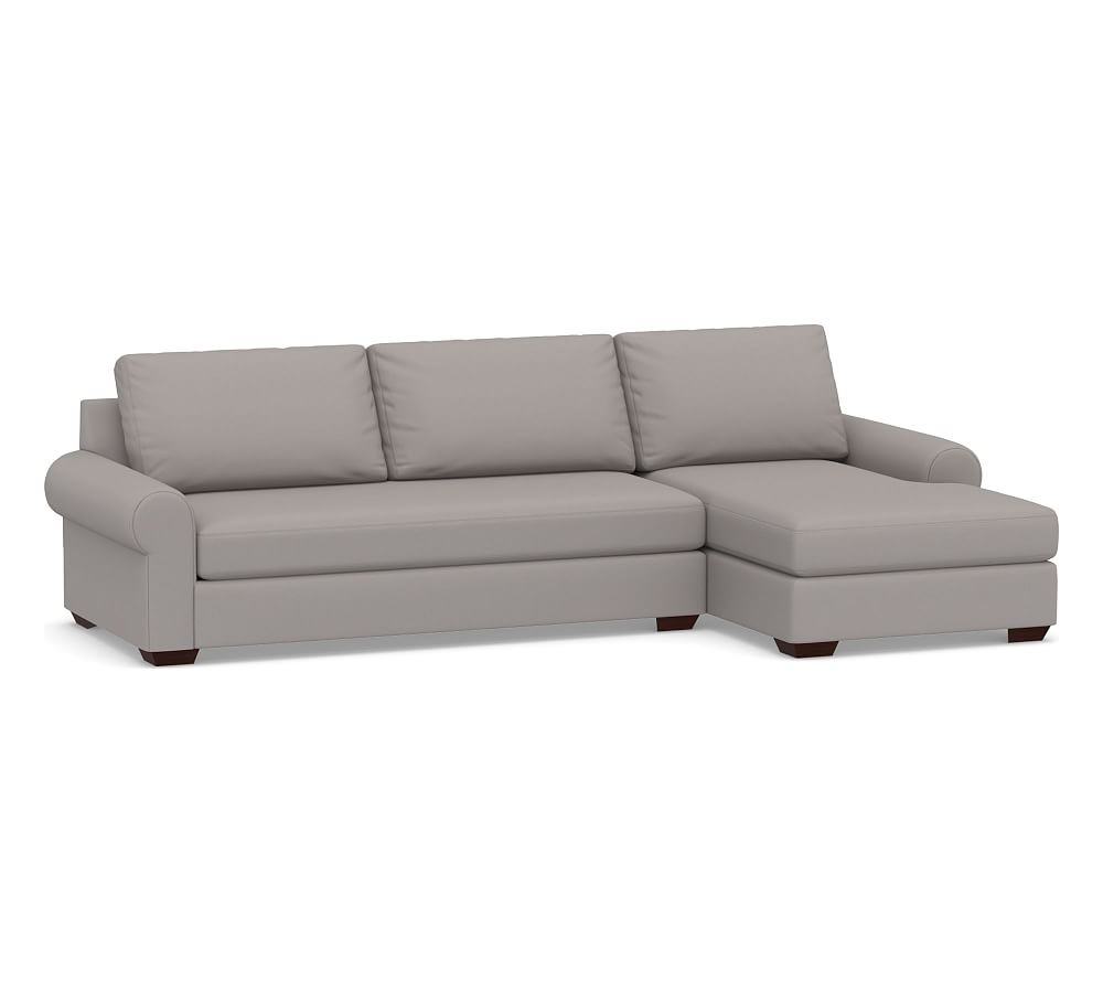 Big Sur Roll Arm Upholstered Left Arm Sofa with Chaise Sectional and Bench Cushion, Down Blend Wrapped Cushions, Performance Twill Metal Gray - Image 0
