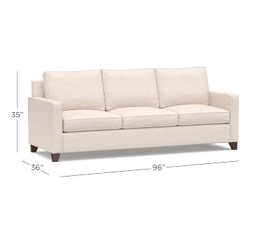 Cameron Square Arm Upholstered Loveseat 60", Polyester Wrapped Cushions, Performance Brushed Basketweave Chambray - Image 3