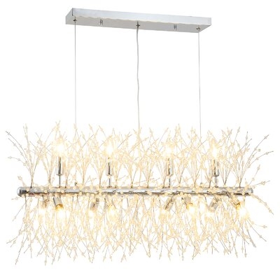 Volkan 12 - Light Kitchen Island Modern Linear Chandelier with Wood Accents - Image 0