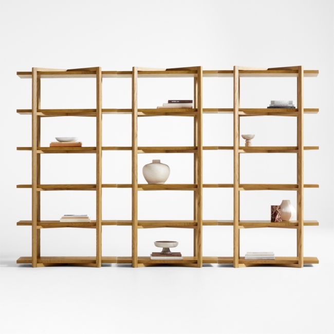 Thomas 120" Barley Oak Wood Modular Bookcase, Set of 3 - Image 0