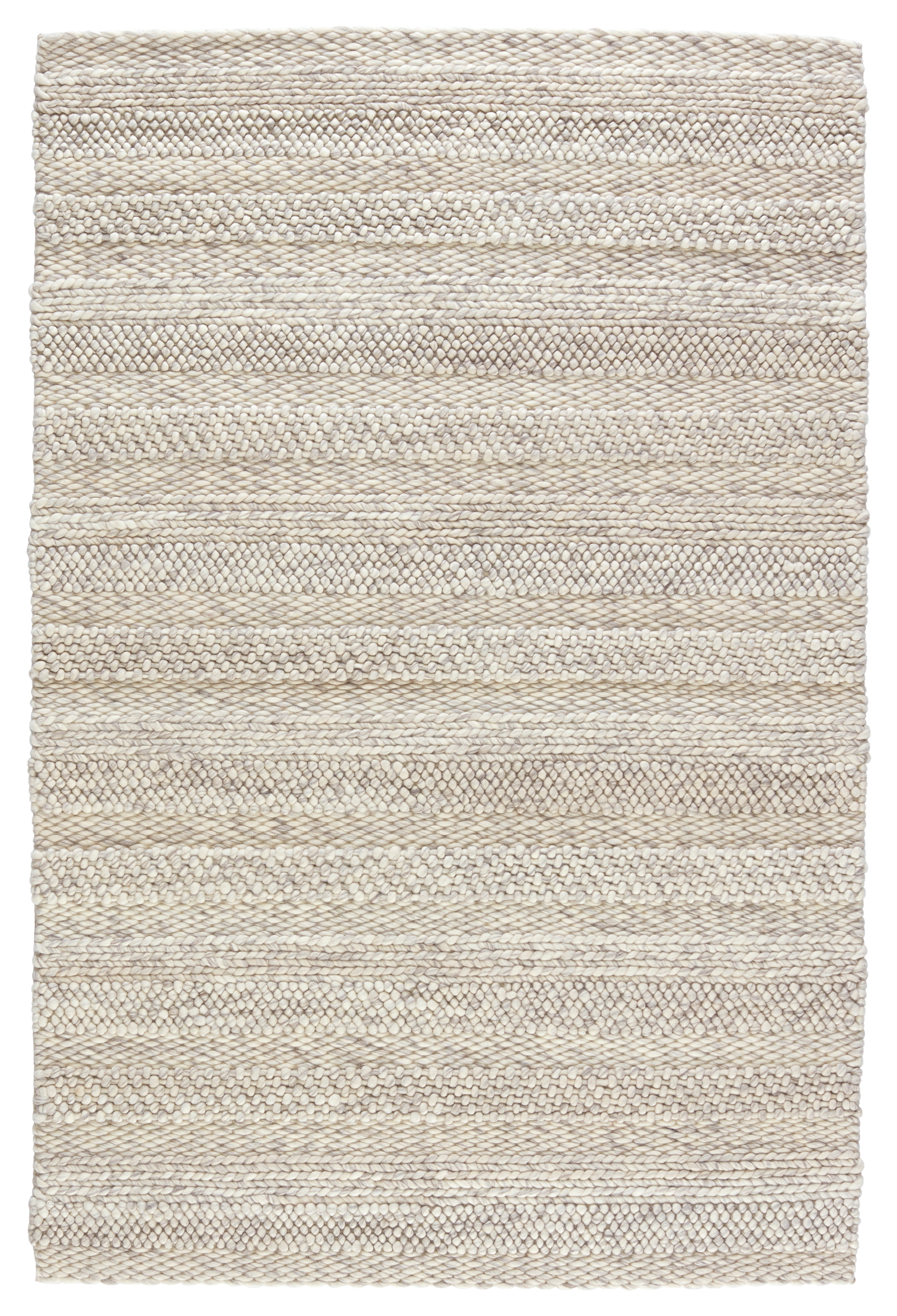 Lagom Handmade Solid Ivory/ Light Gray Area Rug (8'X10') - Image 0